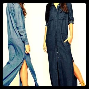 Long-Sleeved, Buttoned, Jean-Look, Shirt Dress